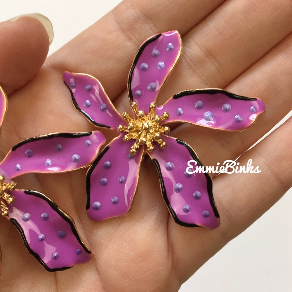 ✨3for$38 New Zara Enamel Floral Earrings ~ Floreat Statement Earrings - Picture 9 of 16